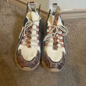 Stylish White and Brown Sneakers